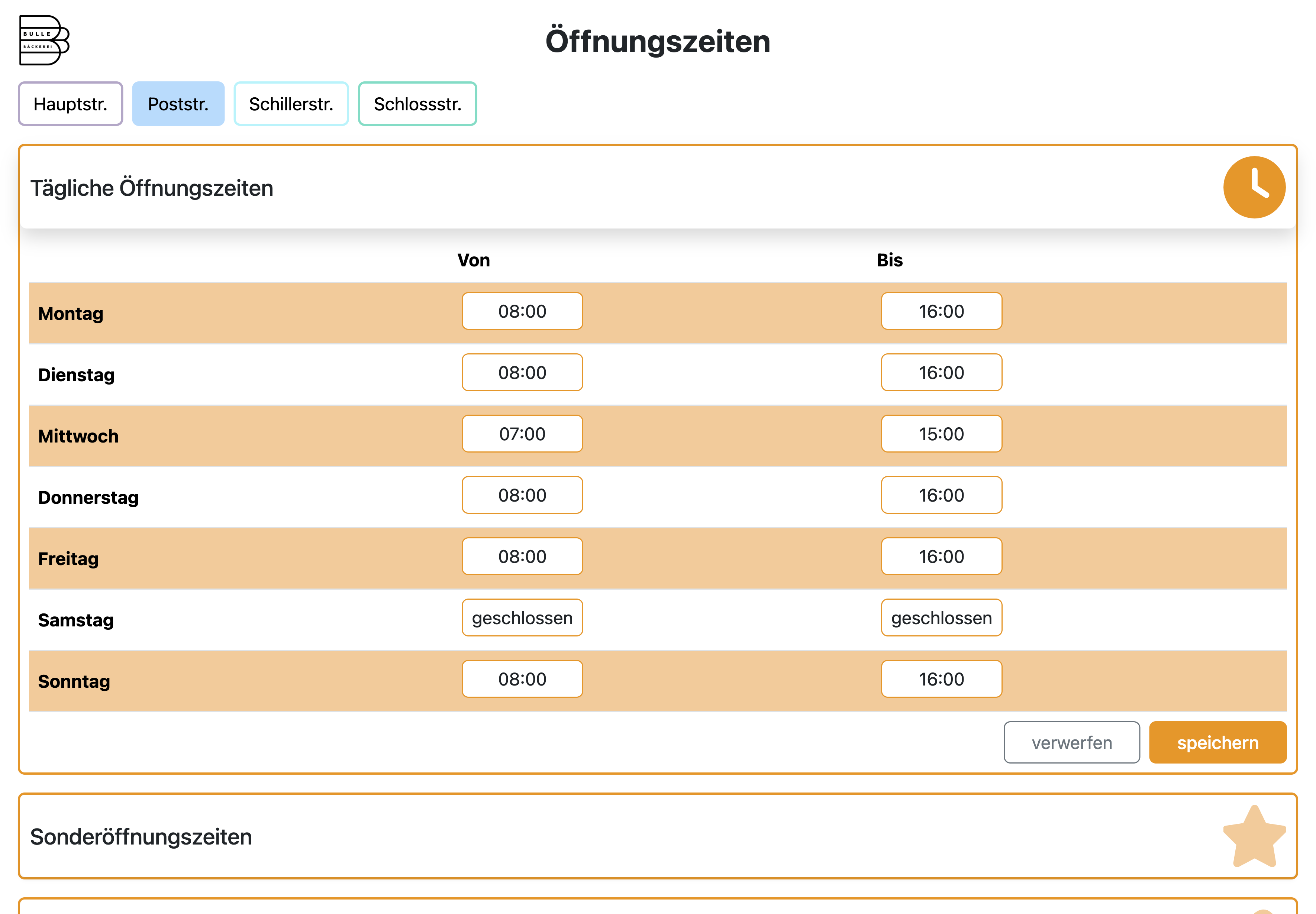 Feature Öffnungszeiten