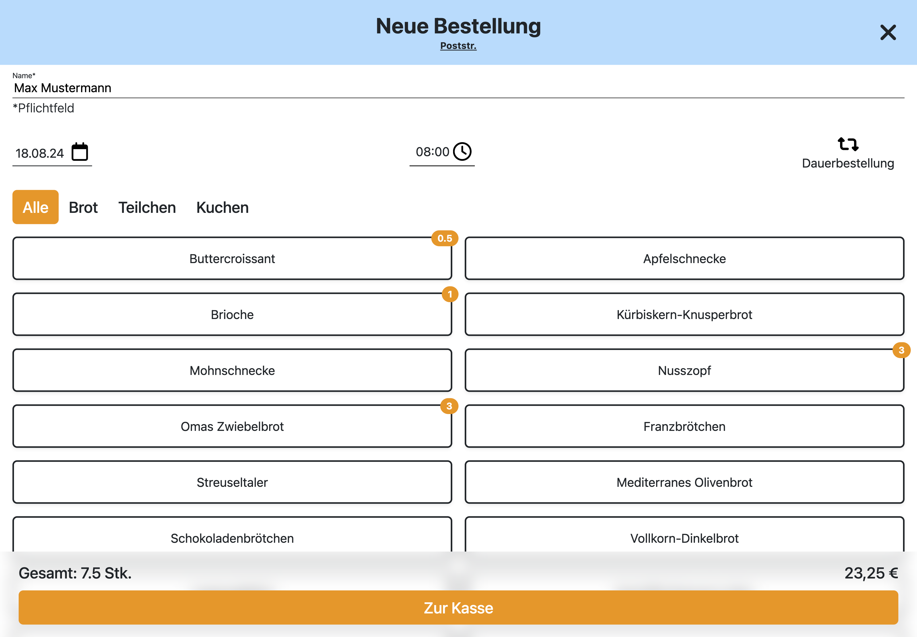 Feature Bestellung bearbeiten